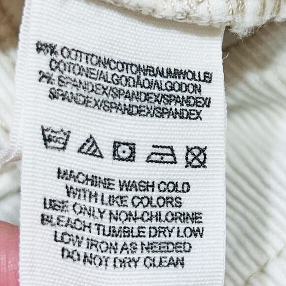 Free People Straight Corduroy Pants Mid Rise White Cream Women 27W x 30L Used - Picture 6 of 11